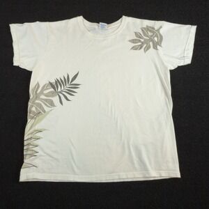 Crazy Shirts T-Shirt Mens Large Beige Tropical Leaf Graphic Hawaii Casual Tee XL